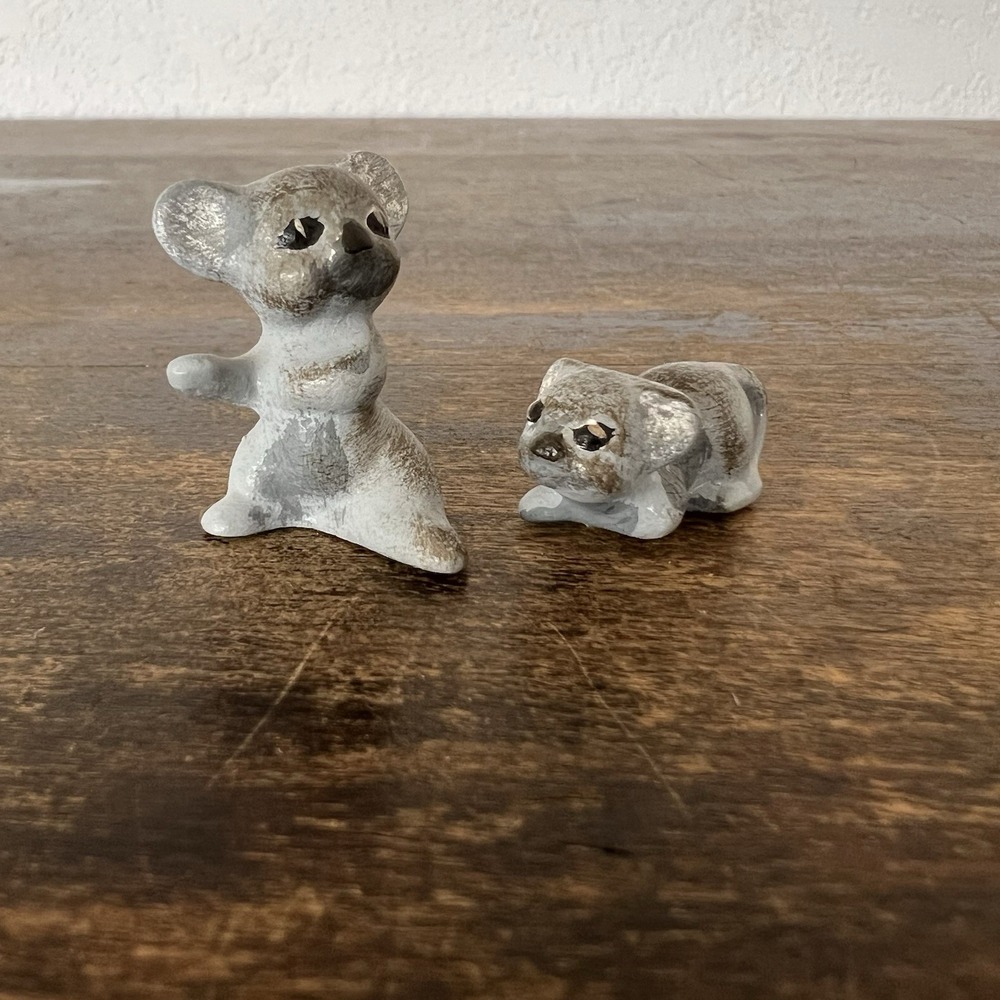 Handmade Polymer Clay Koala Bear And Baby Miniature Figurines‎